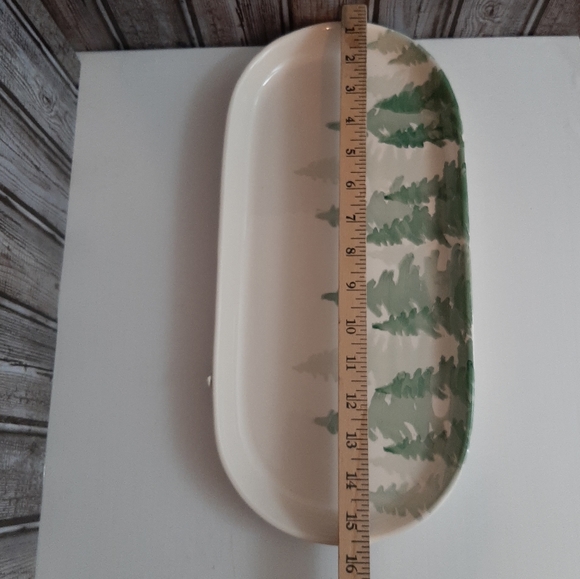 *Farval Ceramics Pine Tree Holiday Lodge Christmas Platter - Picture 5 of 14